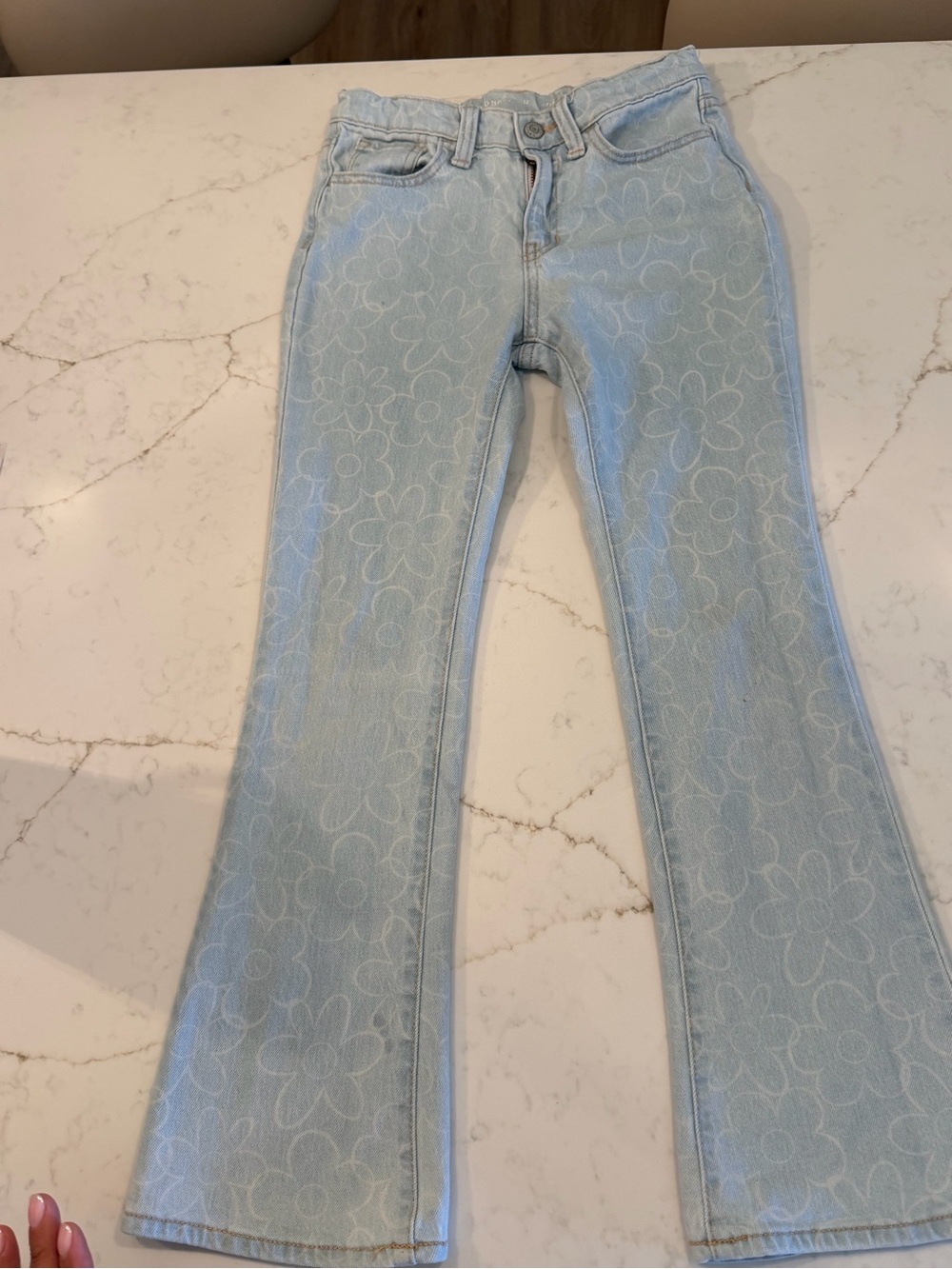 Old Navy girls Light Blue Floral Flare Jeans